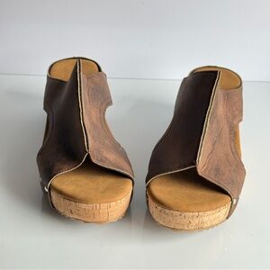 Brown Open-Toe Women's Wedge Sandals Size 9.5 | 40 EU